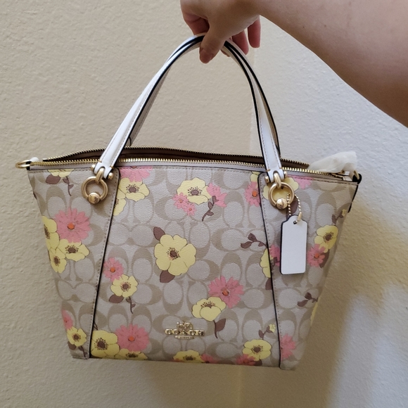 Coach Kacey Satchel In Signature Canvas With Floral Cluster Print - Picture 16 of 16